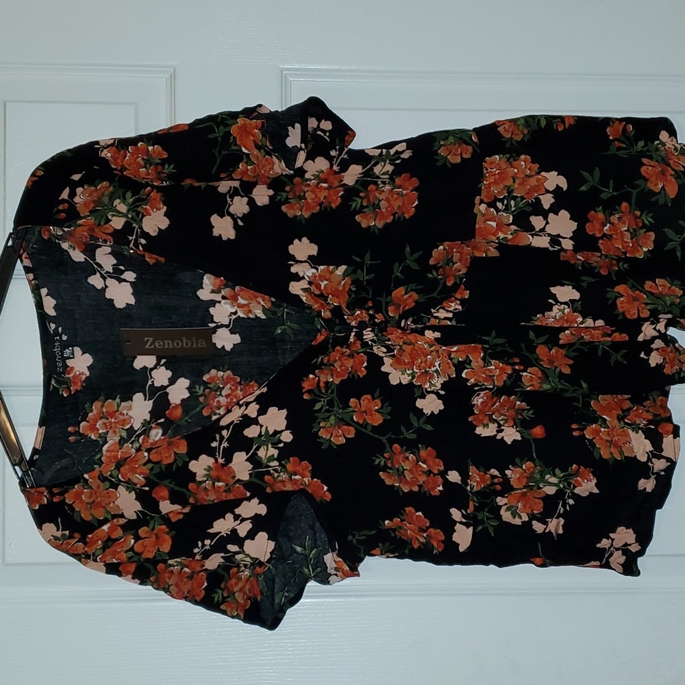 Zenobia Floral Peplum Top, 3XL